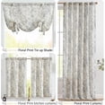 thumbnail image 6 of Floral Kitchen Curtains Set Linen Tier Curtains and Valance Farmhouse Drapes for Small Windows 24 Inch Length for Cafe Living Room Bathroom Rod Pocket 3 Pieces Set Grey on Beige, 6 of 6
