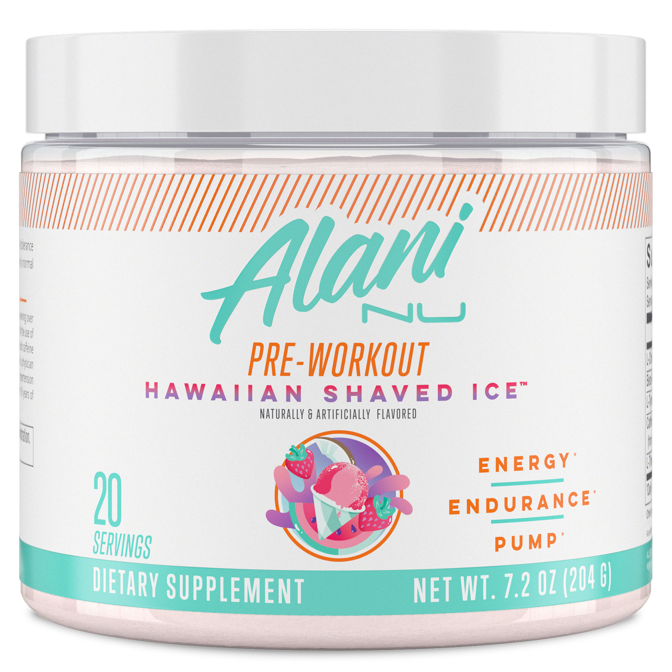 Alani Nu Pre-Workout Powder, Hawaiian Shaved Ice, 7.3oz, 20 Servings ...