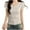 Khaki, variant on T Shirts for Women Short Sleeve Round Neck Cropped Solid Fixed Button Breathable Summer Ladies Pullover Casual Top