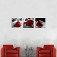 thumbnail image 5 of Canvas Print 3 Pcs Black and White Red Rose Canvas Art Painting Abstract Wall Art Decorations Flower Picture on Canvas for Home Decor Stretched and Framed (16X16inchX3pcs, A-Rose), 5 of 6
