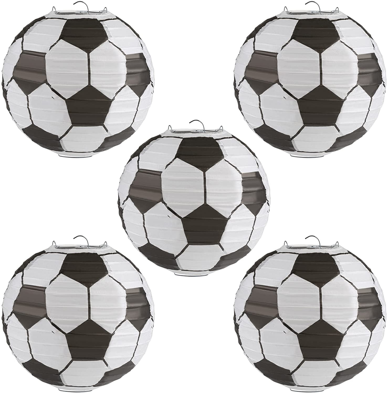 Naler 8 in Soccer Ball Paper Lantern Decoration Soccer Goal Birthday Party Decoration - Pack of 5