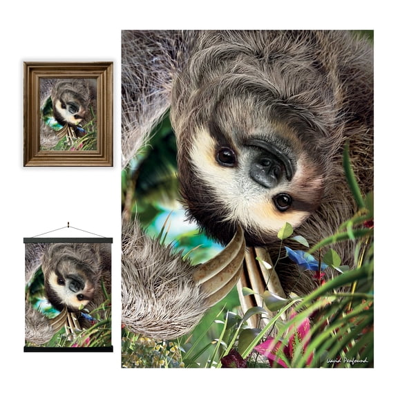 3D LiveLife Lenticular Sloth Wall Art - Hangin' Around Poster by Deluxebase, Unframed Decor Print