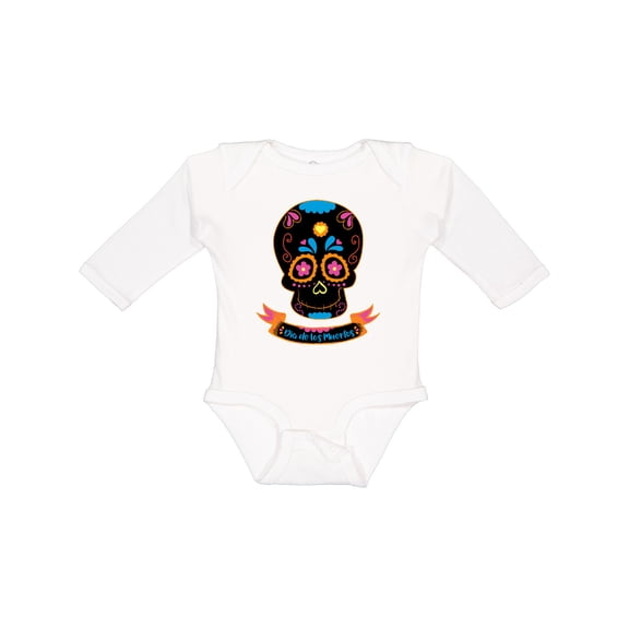 Inktastic Day of the Dead Skull BLK Boys or Girls Long Sleeve Baby Bodysuit