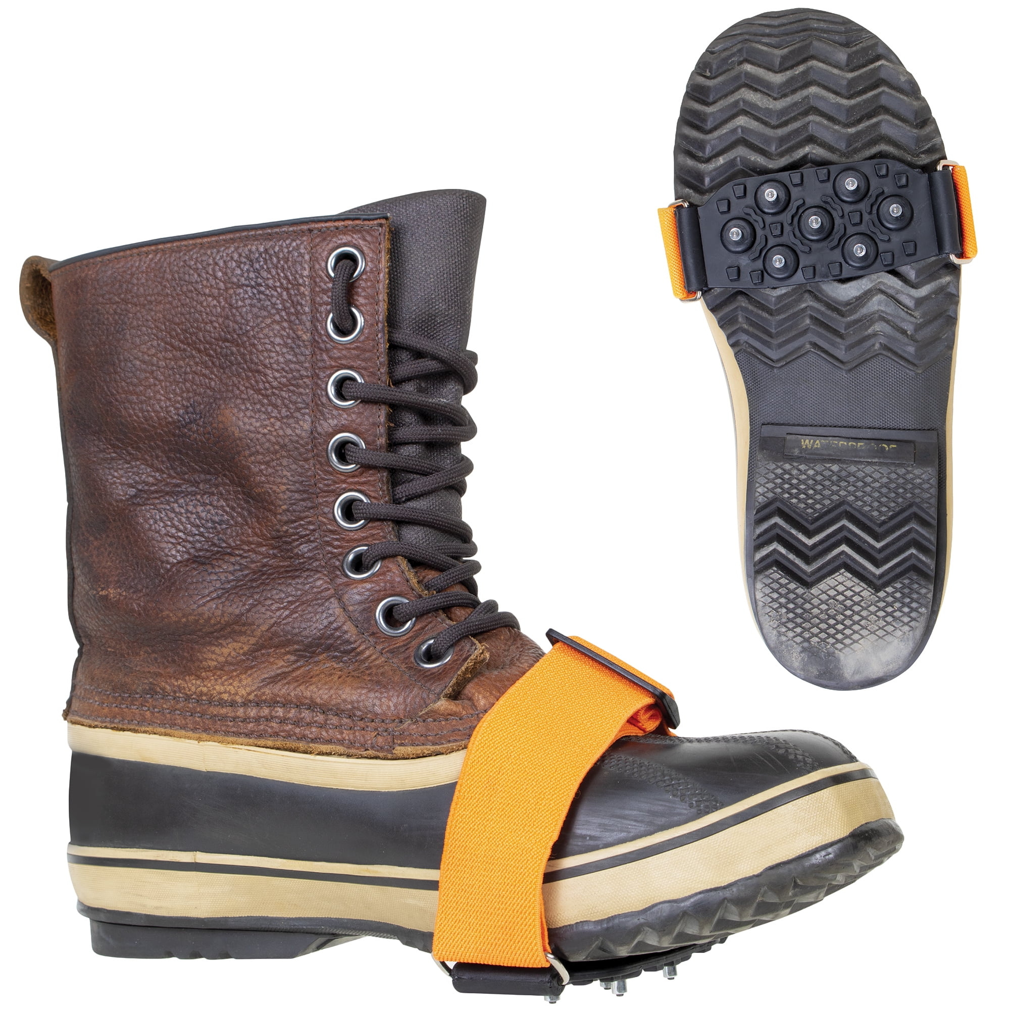 OLYMPIA Mid-Sole Traction Ice Cleats, Portable Snow & Ice Shoe Grip with Adjustable Strap