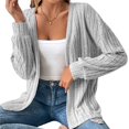 thumbnail image 2 of Chaquetas de Mujer de Color Liso, Larga, Frente Abierto, Chaqueta Regular Gris M, 2 of 7