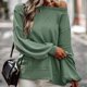 thumbnail image 3 of Sudadera con cuello redondo para mujer, moda informal, holgada, manga farol, retales, jersey para mujer, Tops para otoño invierno, verde L, 3 of 6