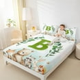 thumbnail image 4 of Feelyou Cartoon Monogrammed B Bed Sheets for Kids, Jungle Raccoon King Sheets, Cute Animal Wildlife Sheet Set, Microfiber Bedroom Decor, 4 Pieces, 4 of 7