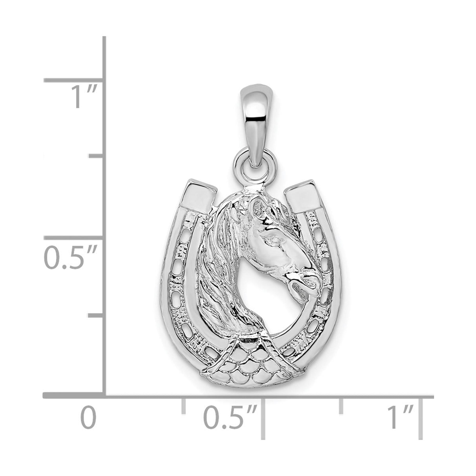 Sterling Silver Horse Head Pendant with Horseshoe, Western Equestrian Necklace for Women or Unisex, Country Ranch Style Jewelry Symbolizing Strength and Luck