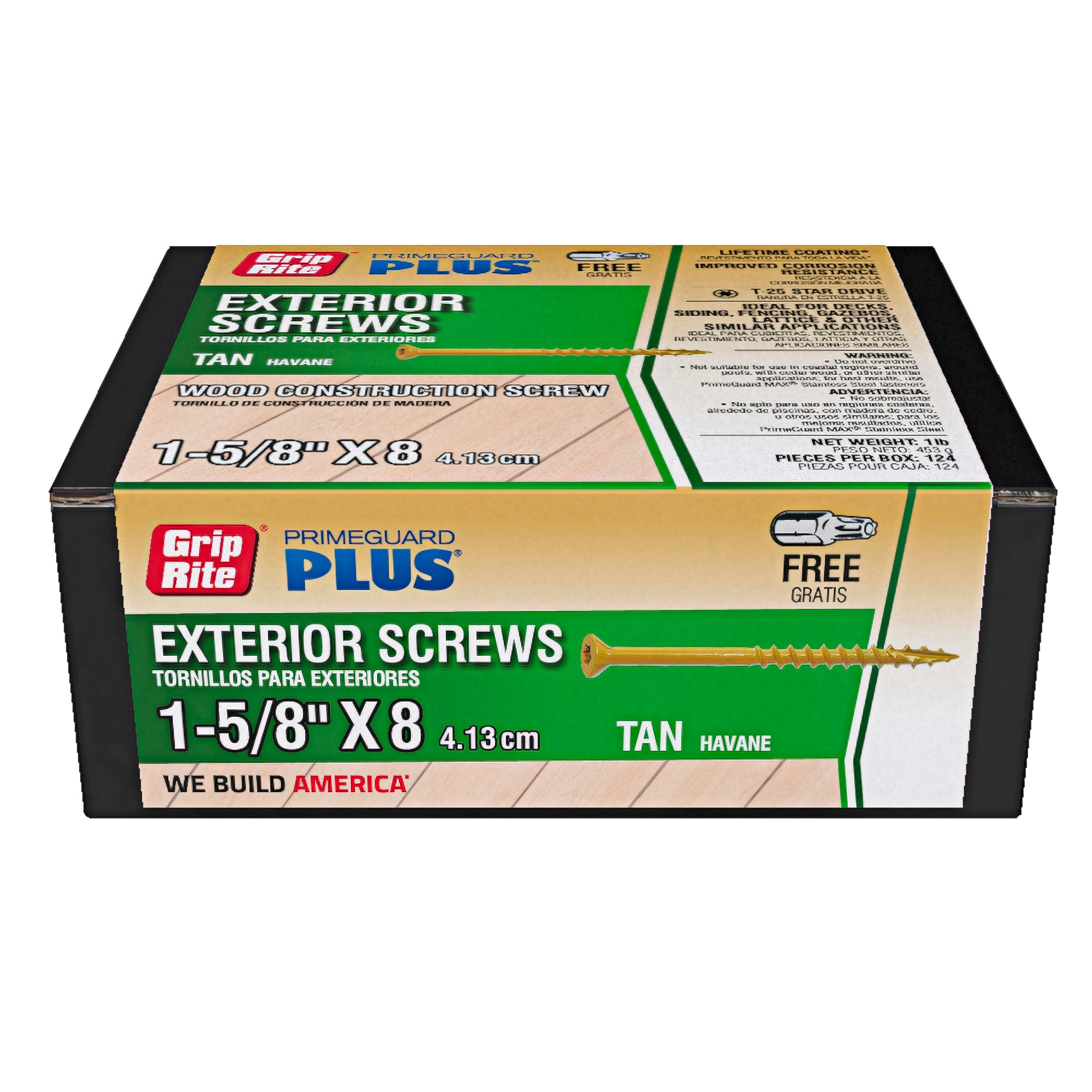 (2 pack) Grip-Rite PrimeGuard Plus #8 x 1-5/8 in. Tan Wood to Wood Deck Screw 1lb.