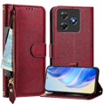 thumbnail image 5 of Étui Portefeuille pour Blackview Wave 8C avec Poche à Fermeture Éclair, Porte-Cartes, Support, Dragonne, Étui à Rabat en Cuir Rouge, 5 of 5