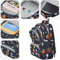 thumbnail image 4 of Football and Basketball Black Pattern Cute School Backpack Bag with Padded Back and Adjustable Shoulder Straps 16.9 X 12.6 X 5.9 Inches, 4 of 5
