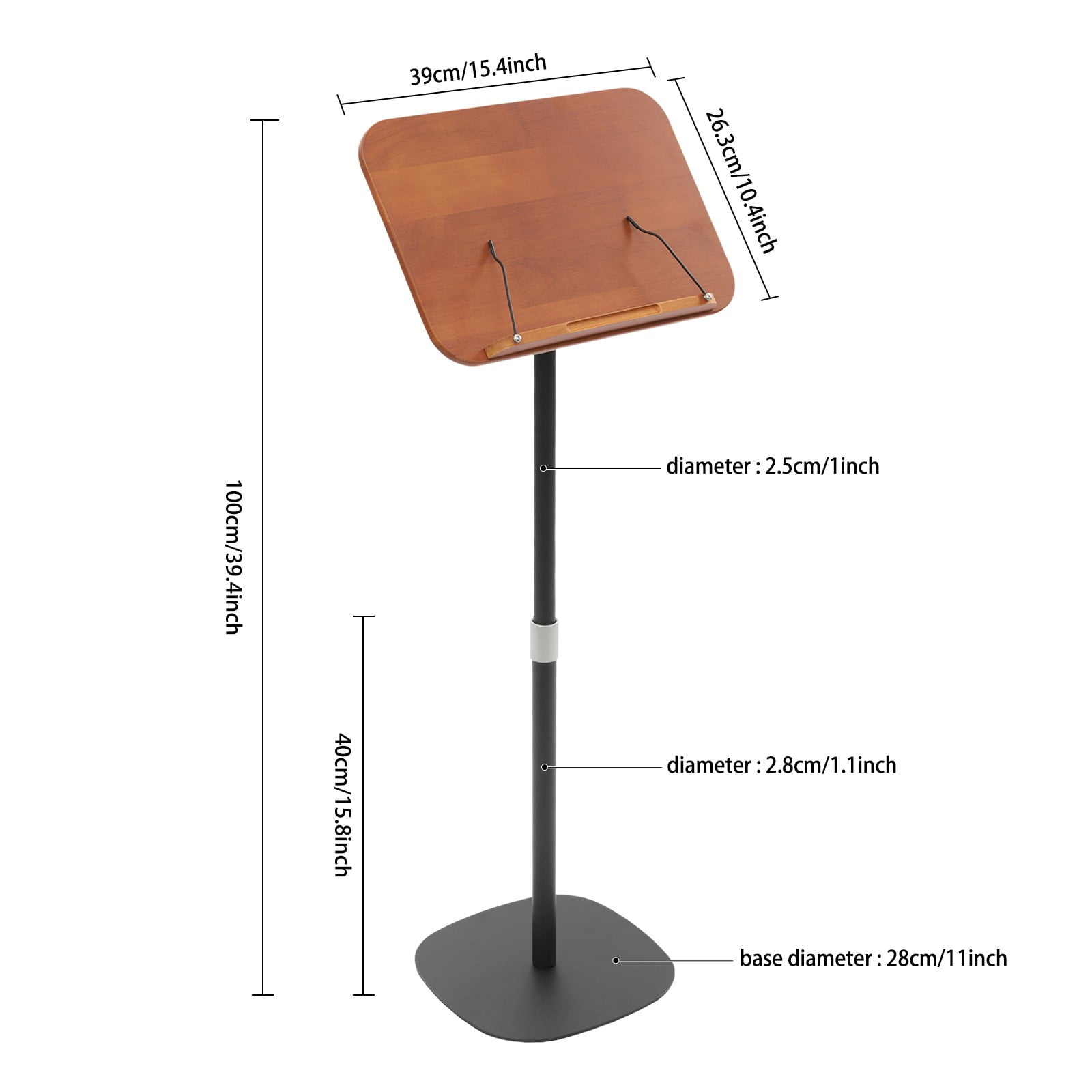 Wooden Music Stand Wood Book Stand, Multifunction Book Stand 15.8-39.4in