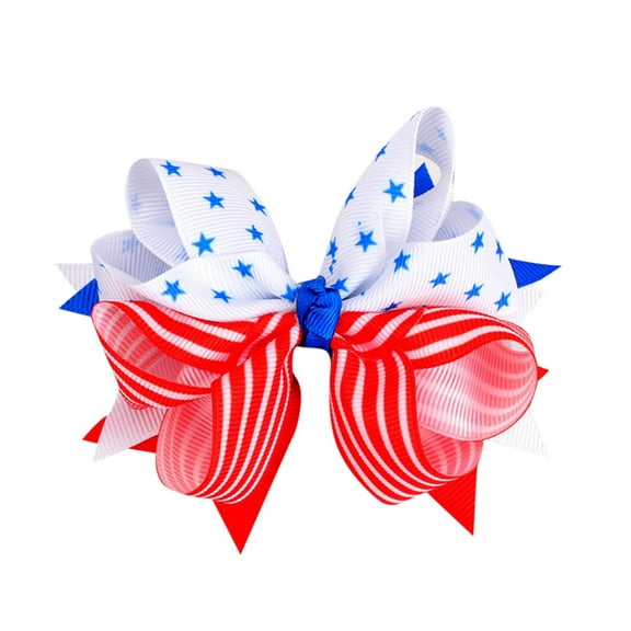 Kids Girls Hair Bow Clips 1 Pc Patriotic Independence Day Hair Accessories