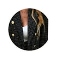 thumbnail image 4 of Stichou 2025 Fall Women's Tweed Plaid Blazer Jacket - Fully Lined Fashion Business Casual Lapel Elegant Coat with Pockets Black 2XL, 4 of 5