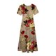 thumbnail image 3 of Puntoco Vestido Midi De Moda Para Mujer Vestido Con Cuello Redondo Y Manga Corta Con Doble Bolsillo Y Estampado Floral Color M,Regalos Para Mujer Joven, 3 of 5