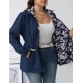 thumbnail image 3 of Giolshon Women's Plus Size Reversible Floral Print Hooded Casual Lightweight Windbreaker Outerwear, 3 of 4