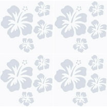 4 Sheets Hibiscus Flower Car Sticker White Hawaiian Stickers and Decals Reflective Stickers Waterproof Vinyl Automotive Exterior Decor