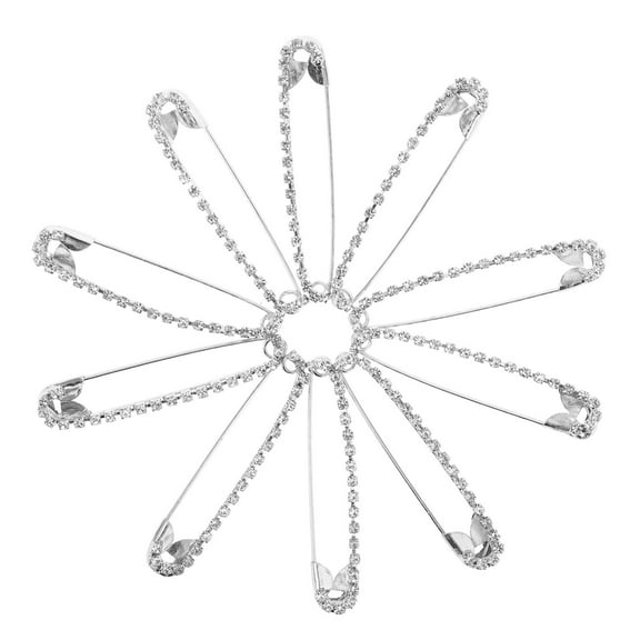 GOOHOCHY 10Pcs Sparkling Rhinestone Safety Pins Elegant Brooch Pins Decorative Crystal Jewelry for Sweaters Shawls Scarves