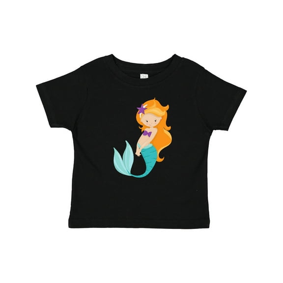 Inktastic Cute Mermaid, Little Mermaid, Orange Hair, Star Girls Baby T-Shirt