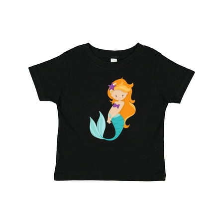 

Inktastic Cute Mermaid Little Mermaid Orange Hair Star Gift Baby Girl T-Shirt