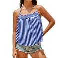 thumbnail image 3 of BiZtdJrK Womens Striped Halter Tank Tops Sleeveless Shirts Backless Camisole Summer Casual Vacation Tanks Blue L, 3 of 5