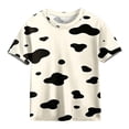 thumbnail image 3 of Xdegoge Girls Cow Print T-Shirt Kids Short Sleeve Crewneck Tees Casual Summer Tops Animal Graphic Blouse for Daily Playwear, Size 5-6, 3 of 9