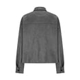 thumbnail image 2 of Luivaraty Suede Jacket Women Plus Size Laple Bomber Jacket Fashion Trendy Long Sleeve Button Up Outwear Jeckets, S-3XL, 2 of 7