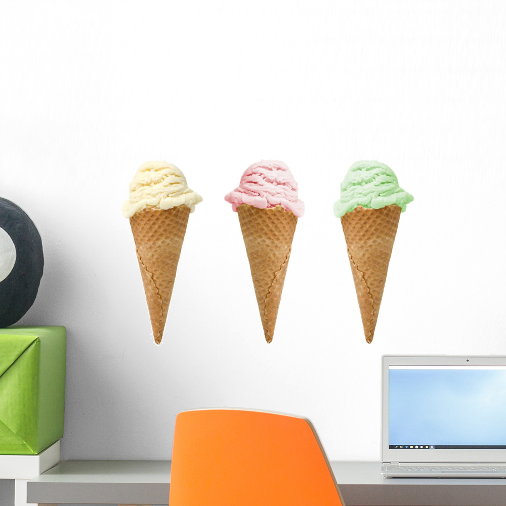 Three Ice Creams Wall Decal by Wallmonkeys Peel and Stick Graphic (18