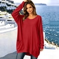 thumbnail image 4 of Nowekniz Women Crewneck Long Sleeve Tops, Lightweight Loose Sweatshirt Tunic Shirts with Pockets, Soft Casual Blouses Matching Leggings, Fashionable Fall Daily Wear Outfits, 4 of 5