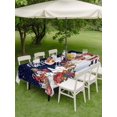 thumbnail image 3 of Outdoor Tablecloth with Umbrella Hole and Zipper, Navy Blue Christmas Rectangle Table Cloth 60x120 Inch Waterproof Tablecloth, Santa Snowman Snowflake Gifts Elk Picnic Table Cover for Patio Camping, 3 of 7