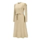 thumbnail image 4 of Vestido Vestido de punto acanalado casual de una línea de mujer vestido de suéter elegante de color sólido Cgtredaw Beige T XL para Mujer, 4 of 8