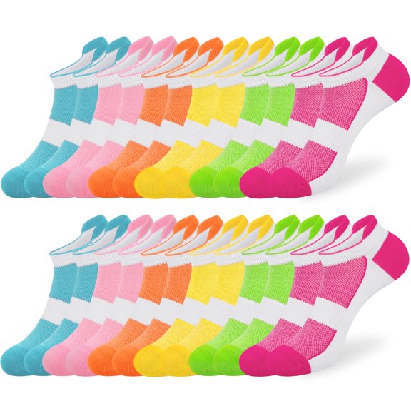 Loritta Secret 12 Pairs Womens Ankle Socks Colorful Comfort Soft Lightweight Sports Athletic Socks