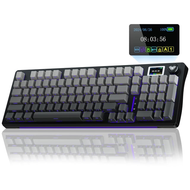 Teclado mecánico inalámbrico AULA S98 Pro con pantalla y perilla
