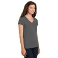 thumbnail image 5 of Gildan Women’s V-Neck T-Shirt, Stretch Tees 100% Heavy Cotton Ladies Short Sleeves T-Shirt, Charcoal XL, 5 of 5