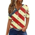 thumbnail image 2 of Zynviq Henley V Neck Womens Shirts 3/4 Sleeve 4th of July Button T Shirts Womens Tunics,L, 2 of 5