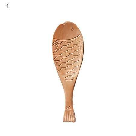 

Meizhencang Ergonomic Handmade Rice Spoon Wood Adorable Fish Shape Rice Scoop for Home