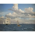 thumbnail image 2 of Christoffer Wilhelm Eckersberg 24x20 Black Ornate Framed Double Matted Museum Art Print Titled: Ships in the Sound North of Kronborg Castle, Elsinore (1847), 2 of 5