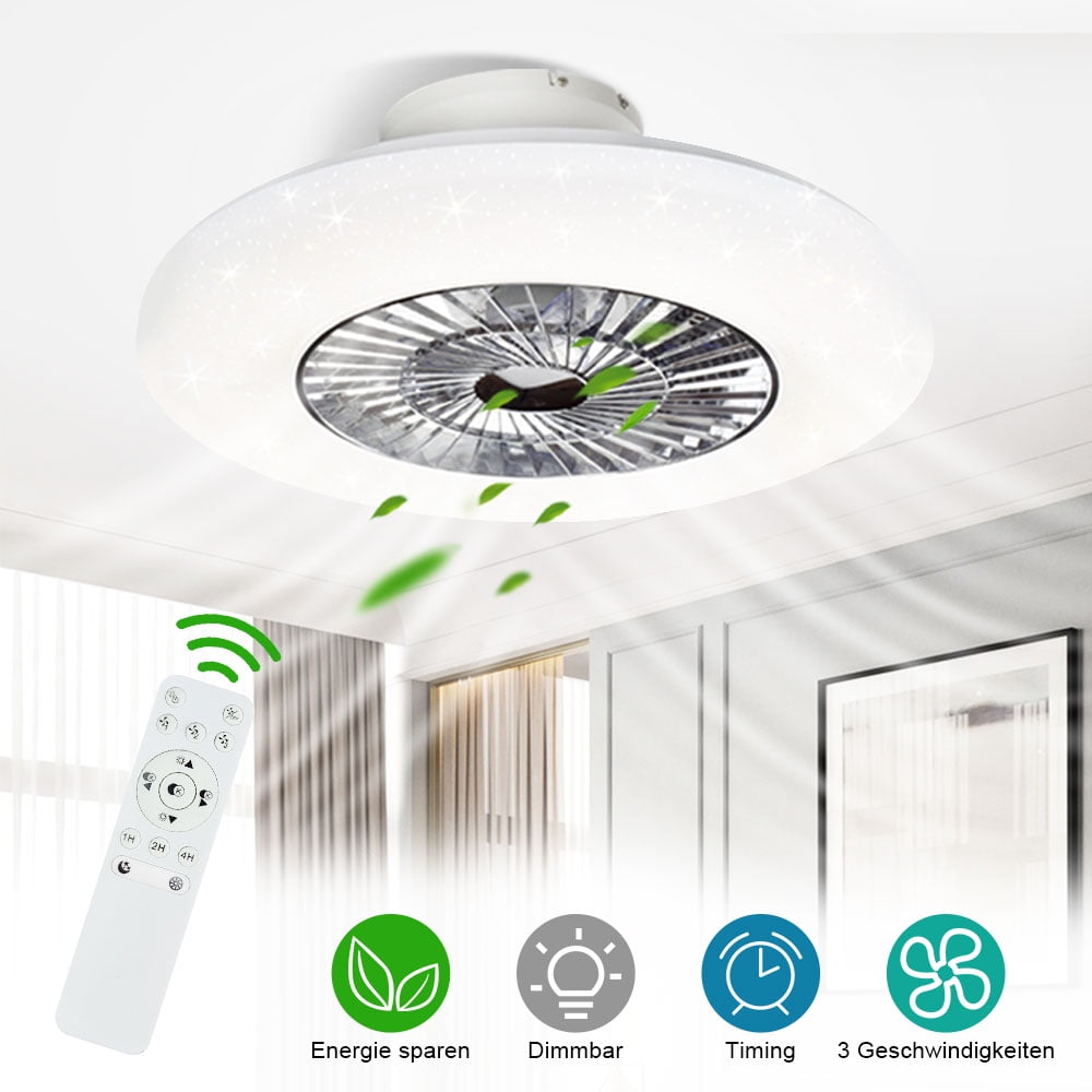 Modern Smart LED Ceiling Fan Light BT Remote Control Dimmable Timing Lamp W6S3 