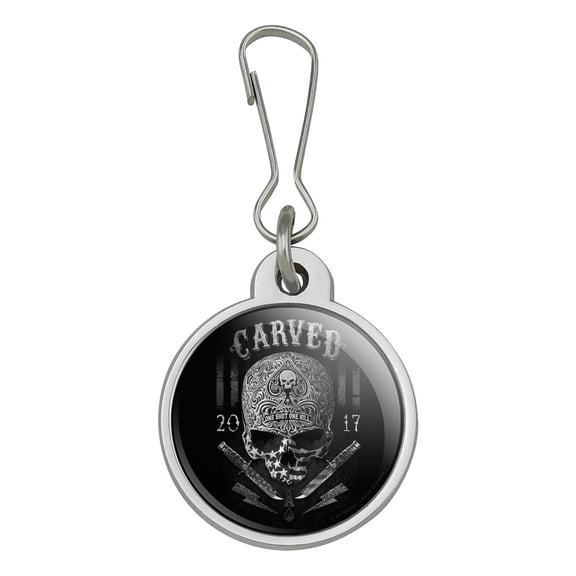 Carved One Shot Kill USA Flag Skull Tactical Jacket Handbag Purse Luggage Backpack Zipper Pull Charm