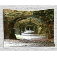 thumbnail image 1 of Rustic Home Decor Tapestry, Ruins of Arched Medieval Period Brick Tunnel Architecture Heritage Design, Wall Hanging for Bedroom Living Room Dorm Decor, 60W X 40L Inches, Grey Red, by Ambesonne, 1 of 2