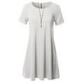 thumbnail image 5 of FashionOutfit Women's Solid Round Neck Short Sleeves Dress with Side Pocket, 5 of 5