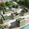 thumbnail image 6 of Techmilly 7 Pieces Outdoor Patio Furniture Set, Outdoor Wicker Patio Conversation Set with Cushions for Backyard, Porch, Garden(Green), 6 of 8