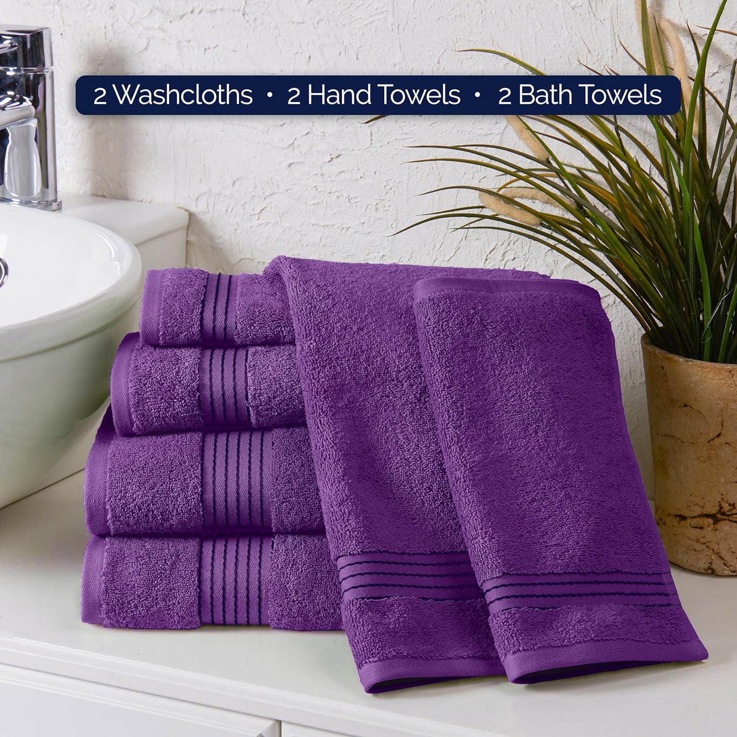  COZYART Lavender Luxury Bath Towels Set, Cotton Hotel Large  Bath Towels Bulk for Bathroom, Thick Bathroom Towels Set of 6 with 2 Bath  Towels, 2 Hand Towels, 2 Washcloths, 650 GSM : Home & Kitchen