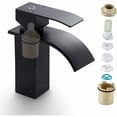 thumbnail image 3 of Grifo de baño de diseño cuadrado, acero inoxidable SUS304 y latón macizo, caño en cascada para un flujo de agua constante y un funcionamiento ecológico, 3 of 5