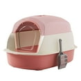 thumbnail image 1 of with Easy Clean Fully Enclosed Cat Toilet Front Entry Top Exit Durable for Pink, 1 of 9