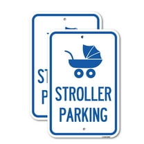 (2 Pack) Stroller Parking (With Graphic) | 18" X 24" Heavy-Gauge Aluminum Sign | Rust Free Aluminum, Weather Resistant, Waterproof, Fade Resistant, 2 Pre-drilled Holes