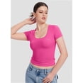 thumbnail image 5 of Womens Basic Scoop Neck Short Sleeve T Shirt Slim Fit Tee Summer Going Out Crop Tops Tight Sexy Shirts, 5 of 6