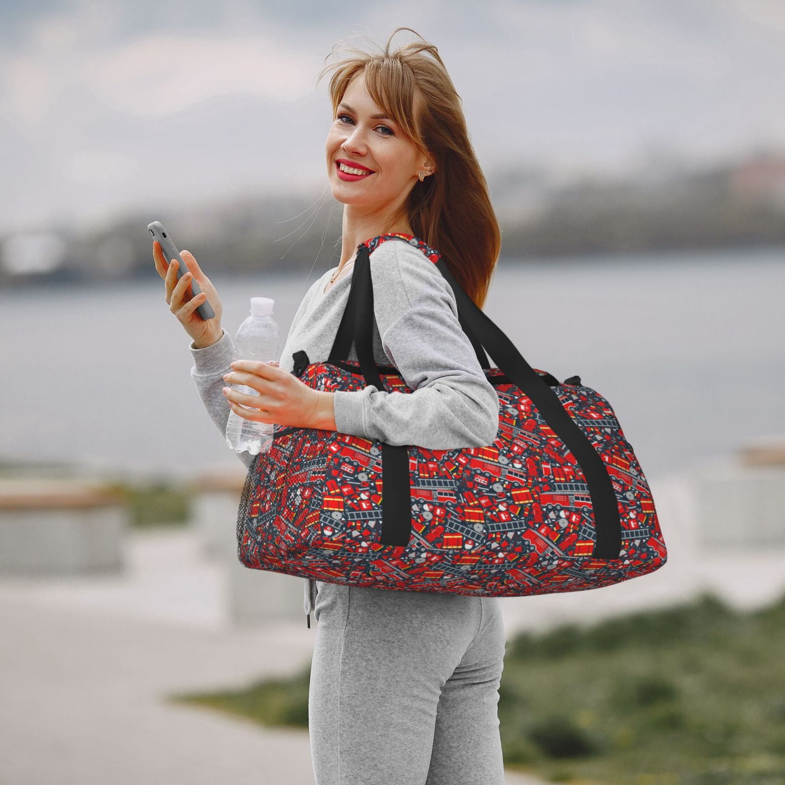 Fuzoiu Fire Sign Print Travel Duffle Bag,Carry On Tote Bags,Duffel Bag,Sport Gym Bag, Hospital Bag for Labor and Delivery, Overnight Bag,Luggage Bag