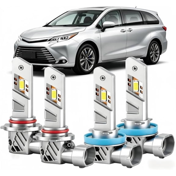 soukeo Super Bright 6500K White Light Bulbs for Toyota Venza 2009-2016, 80,000-Hour Lifespan, High/Low Beam Bulbs, LED Headlight Bulbs – 4-Pack