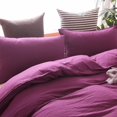 thumbnail image 4 of 3 Piece Solid Color Purple Quilt Cover Bedding Duvet Cover Set(King), 4 of 7